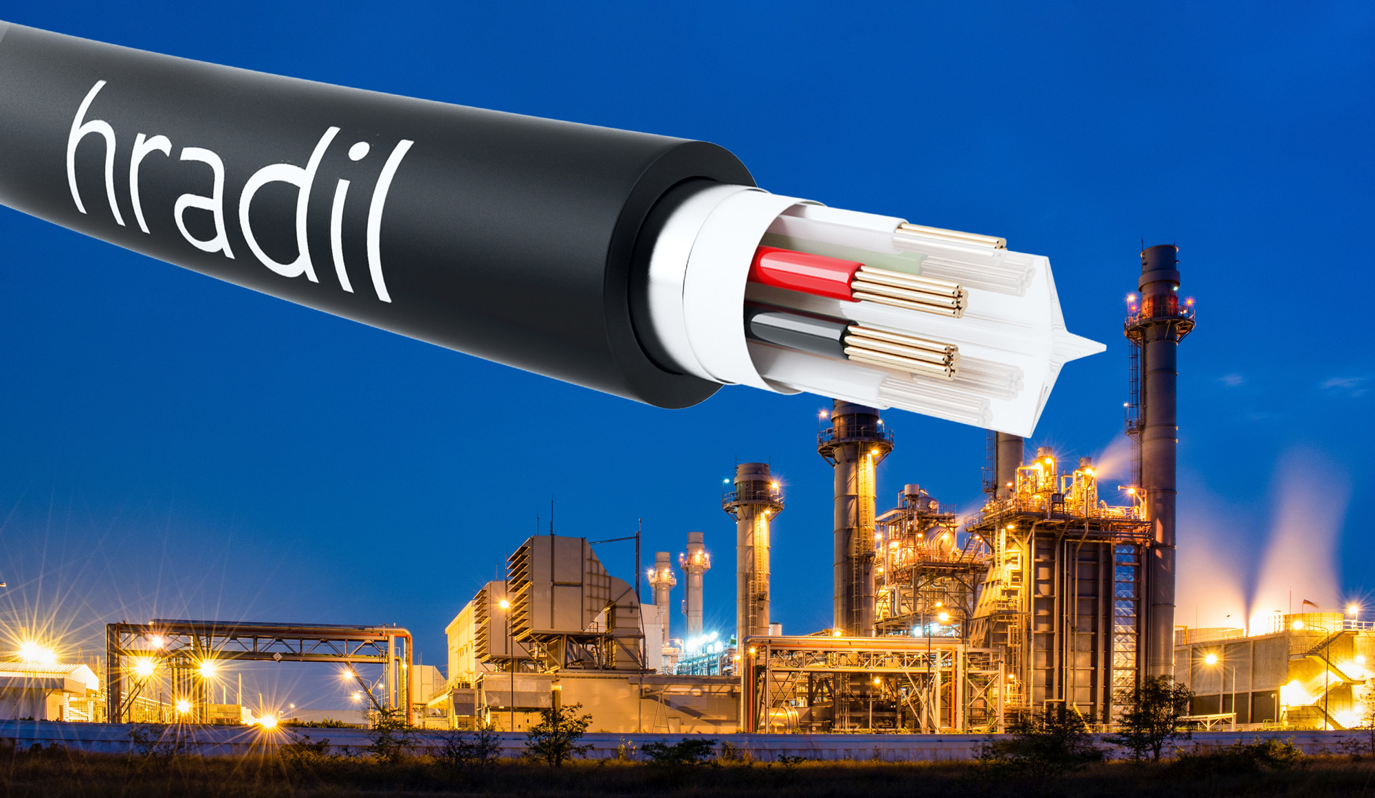 The HRADIL high-performance hybrid cable unites four important qualities:  Power chain capability, rugged outdoor credentials, Ethernet and power transmission capability