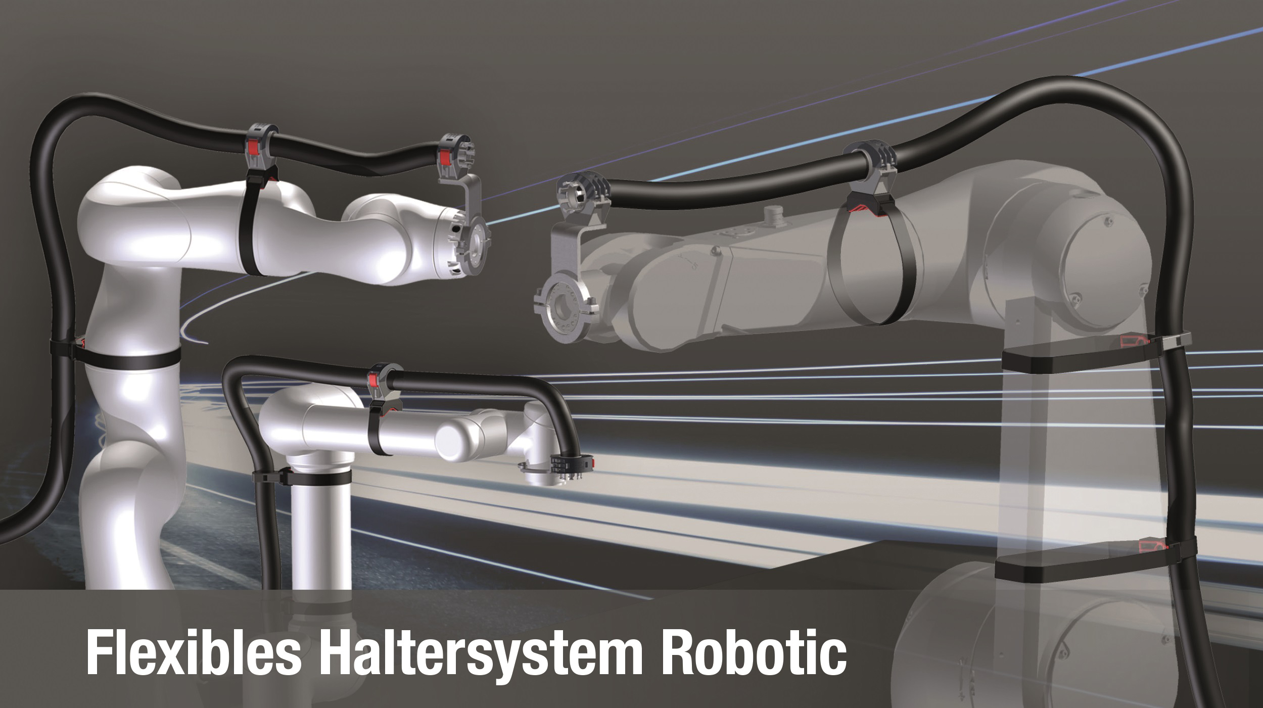 Das neue flexible Haltersystem FHS der Murrplastik Systemtechnik GmbH für den universellen Einsatz an verschiedenen Roboter-Typen.